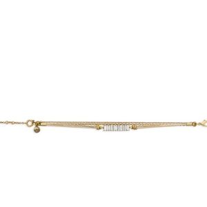 Leather & Baguette Bracelet - Gold